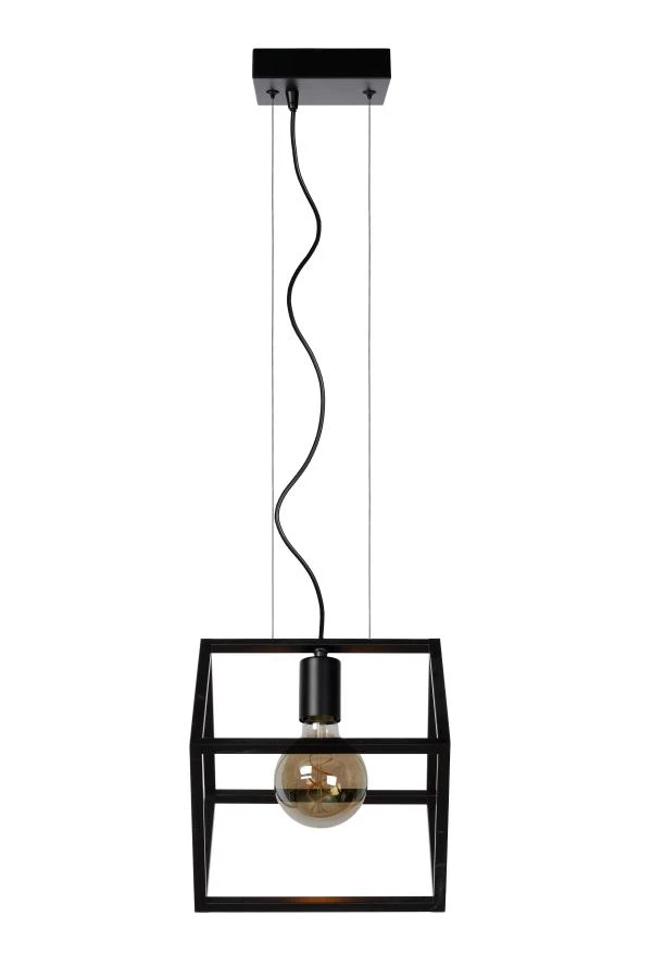 Lucide FABIAN - Pendant light - 1xE27 - Black - off